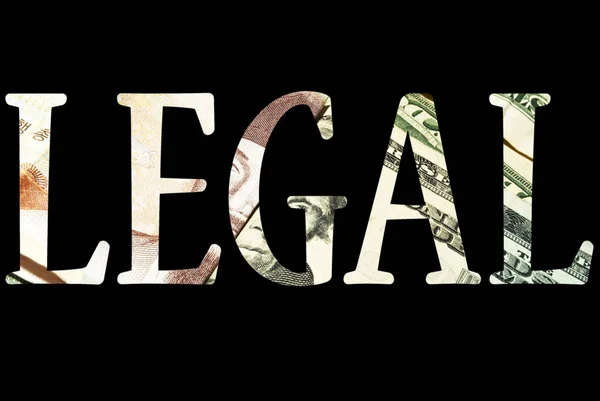 Legal Inscription Dollar Texture Black Background — Stock Photo, Image