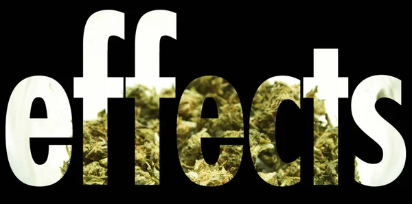 Effekter Bokstäver Med Torkad Marijuana Svart Bakgrund — Stockfoto