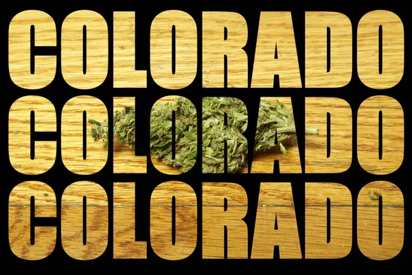 Colorado Inscripties Met Marihuana Binnen Zwarte Achtergrond — Stockfoto