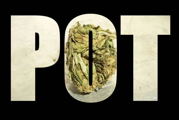 Pot Lettering Black Background Marijuana — Stock Photo, Image