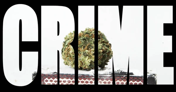 Siyah Arka Plan Üzerinde Içinde Marihuana Ile Suç Yazıt — Stok fotoğraf