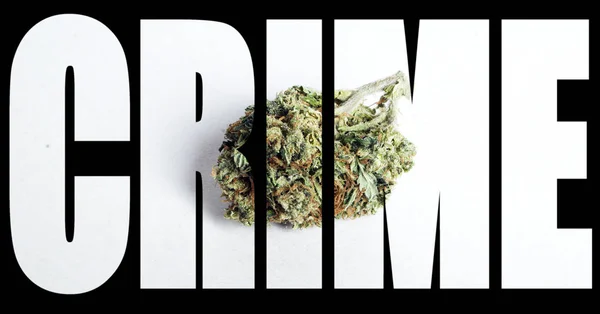 Crime Inscription Marijuana Black Background — Stock Photo, Image
