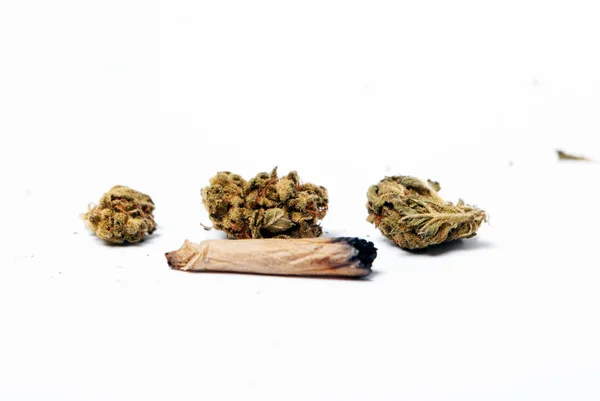 Menutup Pandangan Ganja Kering Konsep Kecanduan Narkoba Konsep Medis Mariyuana — Stok Foto