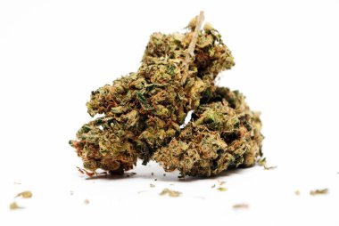 Beyaz arka planda izole mamarijuana kavramsal bileşimi
