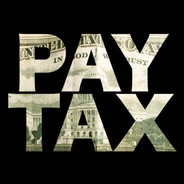 Dolar parasıyla siyah üzerine vergi metni öde