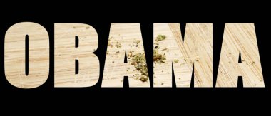 Siyah arka plan üzerinde içinde marihuana ile Obama yazıt