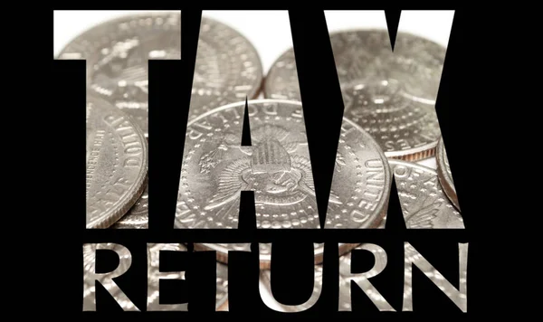 Steuererklärung Mit Münzen Innen Auf Schwarzem Hintergrund — Stockfoto