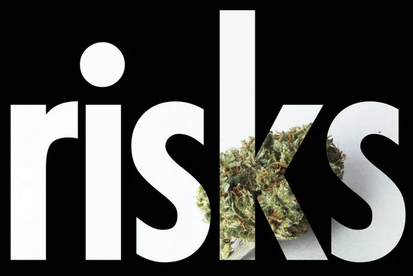 Risks Inscription Marijuana Black Background — Stock Photo, Image