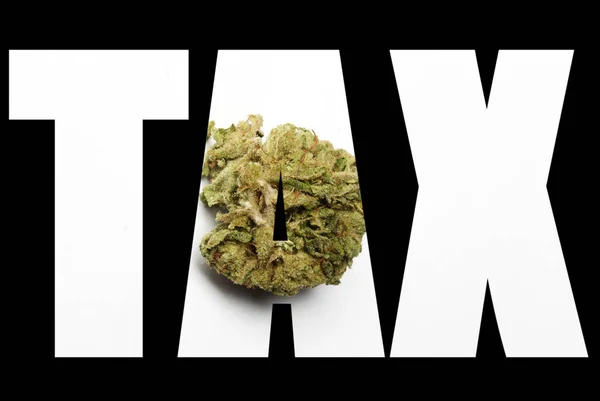 Letras Tax Sobre Fondo Negro Con Marihuana —  Fotos de Stock