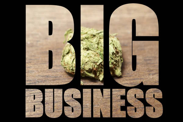 Big Business Inscription Avec Marijuana Intérieur Sur Fond Noir — Photo