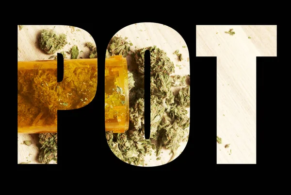 Pot Lettering Black Background Marijuana — Stock Photo, Image