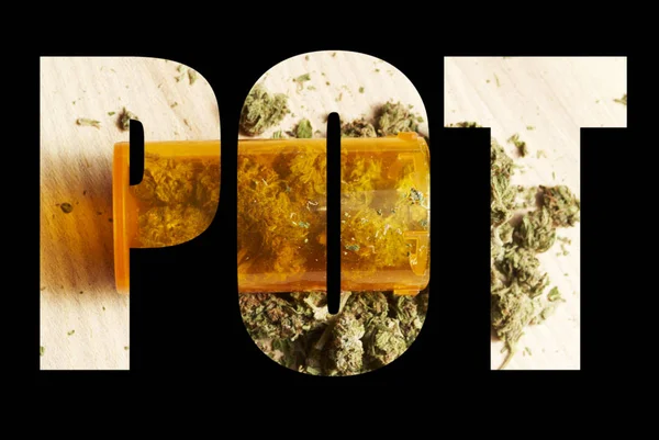 Pot Lettering Black Background Marijuana — Stock Photo, Image