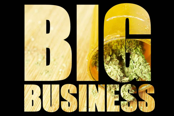 Big Business Inscription Marijuana Black Background — Stock Photo, Image