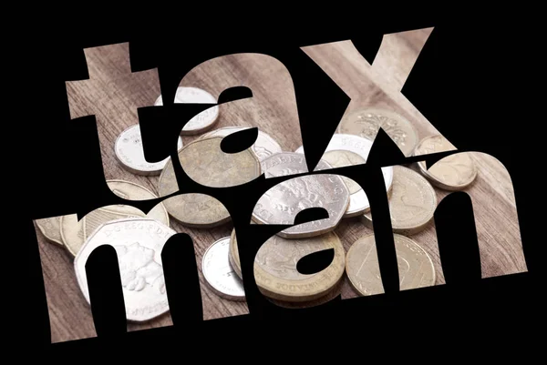 Taxman Inskription Med Dollarn Textur Inuti Svart Bakgrund — Stockfoto