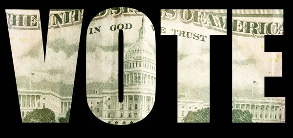 Надпись Голосования Деньгами Внутри Черном Фоне — стоковое фото