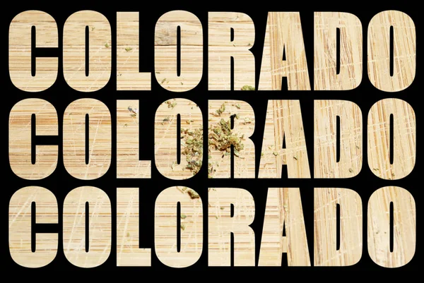 Colorado Inscripciones Con Marihuana Interior Sobre Fondo Negro — Foto de Stock