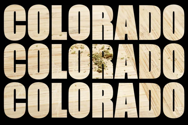 Colorado Nápisy Marihuanou Uvnitř Černého Pozadí — Stock fotografie