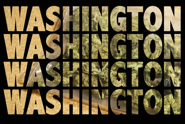 Washington Inscriptions Marijuana Black Background — Stock Photo, Image