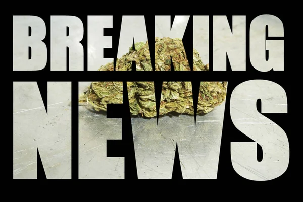 Breaking News Inscription Marijuana Black Background — Stock Photo, Image