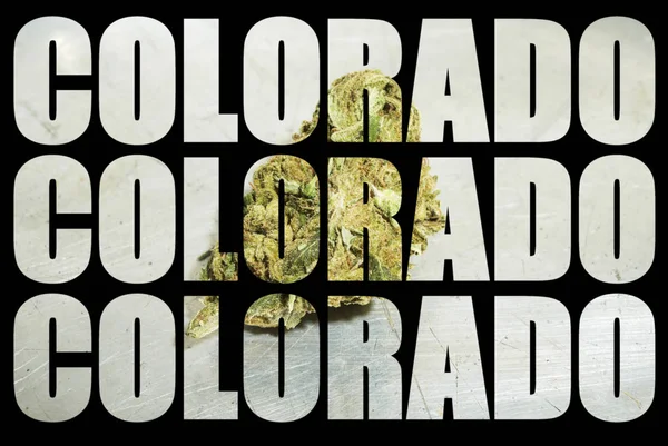 Napisy Colorado Marihuaną Wewnątrz Czarnym Tle — Zdjęcie stockowe