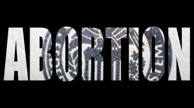 Dolar banknot arka plan üzerinde Kürtaj metin