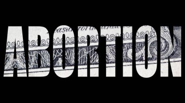 Dolar banknot arka plan üzerinde Kürtaj metin