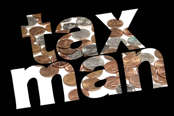Taxmanský Nápis Mincemi Uvnitř Černého Pozadí — Stock fotografie