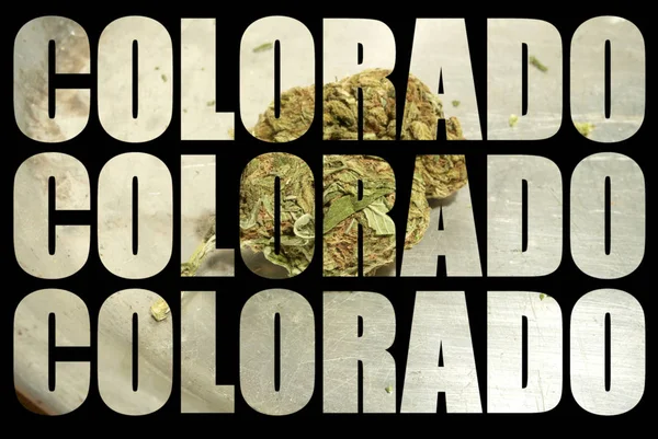 Colorado Inscripciones Con Marihuana Interior Sobre Fondo Negro —  Fotos de Stock