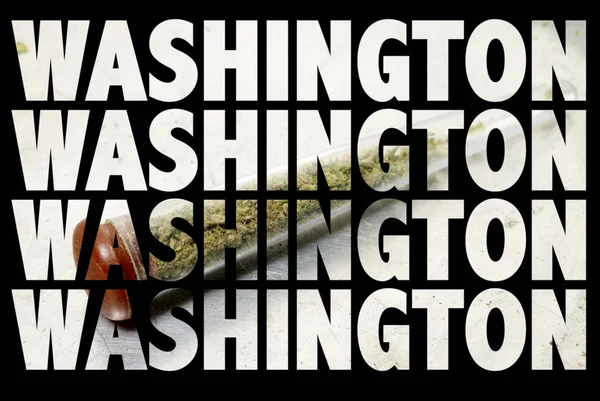 Washington Inscriptions Marijuana Black Background — Stock Photo, Image