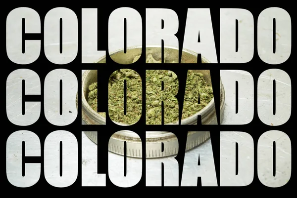 Colorado Inscrições Com Maconha Dentro Fundo Preto — Fotografia de Stock