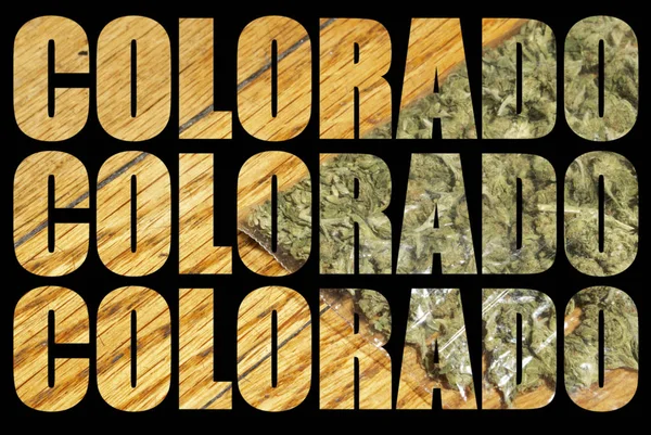 Colorado Inscriptions Marijuana Black Background — Stock Photo, Image