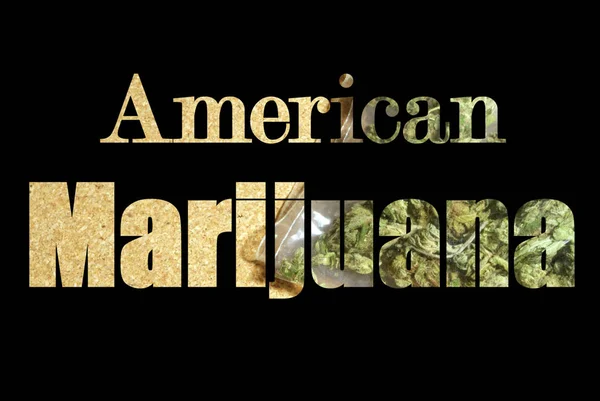 Inscripción Marihuana Americana Con Cannabis Dentro — Foto de Stock