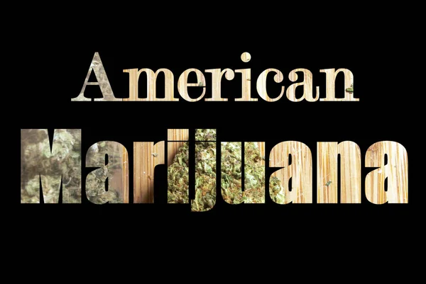 Inscripción Marihuana Americana Con Cannabis Dentro — Foto de Stock