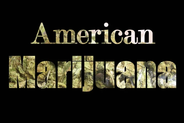 Inscripción Marihuana Americana Con Cannabis Dentro —  Fotos de Stock