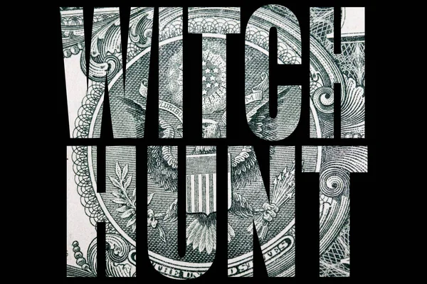 Witch Hunt Inscription Dollar Texture Black Background — Stock Photo, Image