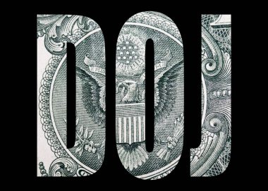 Siyah arka plan içinde dolar dokusu ile Doj yazıt