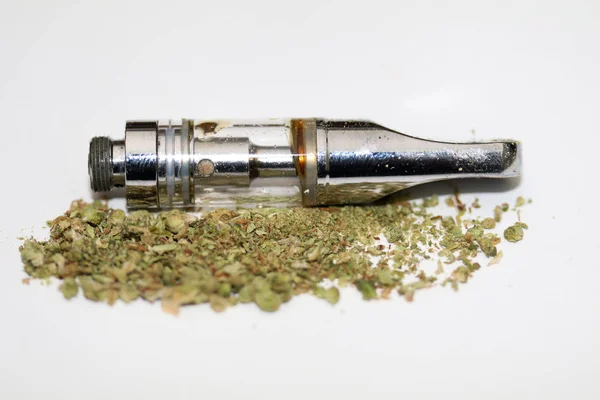 Vape Pen Vaping Ulei Marijuana Vaporizator Canabis Canabis Uscat — Fotografie, imagine de stoc