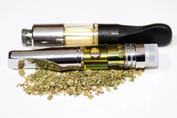 Vape Pen Vaping Marijuana Oil Cannabis Vaporizer Dried Cannabis — Stock Photo, Image