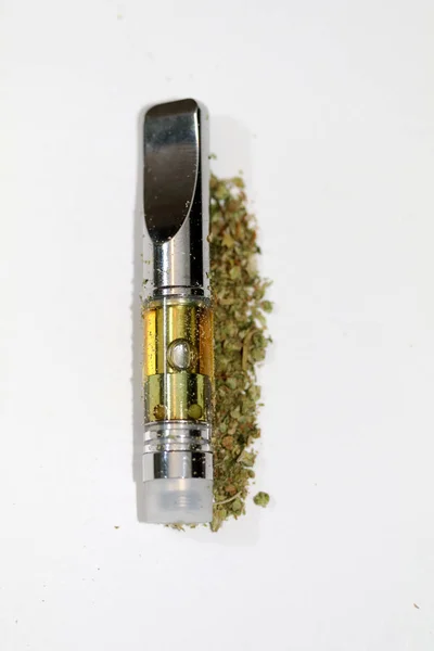 Vape Pen Vaping Marijuana Oil Cannabis Vaporizer Dried Cannabis — Stock Photo, Image