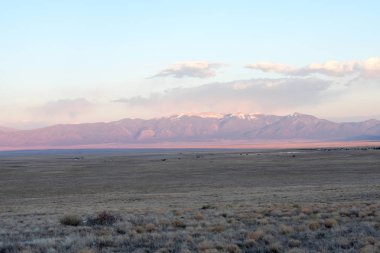 Dağ çöl peyzaj, kayalar ve çim
