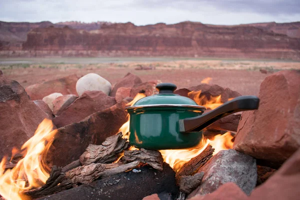 Cooking over a campfire, and camping in the Desert