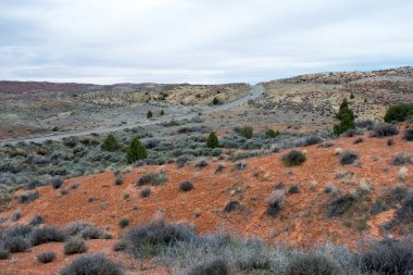 Dağ çöl peyzaj, kayalar ve çim