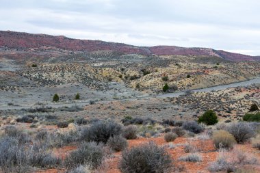 Dağ çöl peyzaj, kayalar ve çim