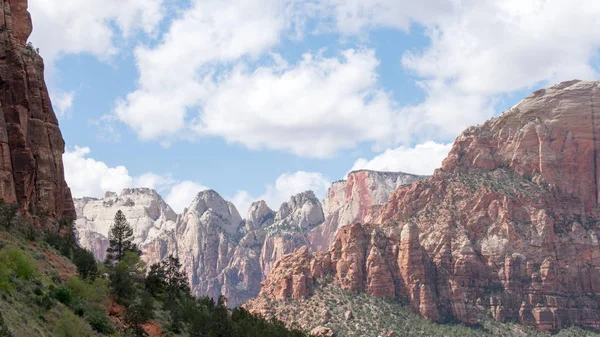 stock image Beautiful majestic mountains under cloudy sky