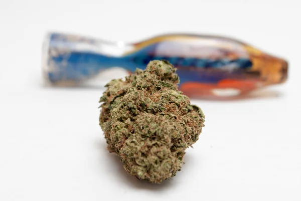 Marijuana Smoking Pipe White Background Drug Addiction Concept Medical Marijuana — Stock Photo, Image