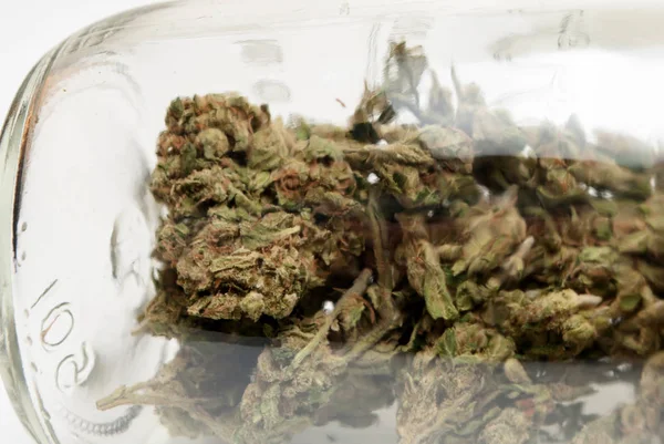 Marihuana Glas Drogenabhängigkeit Medizinisches Marihuana Konzept — Stockfoto