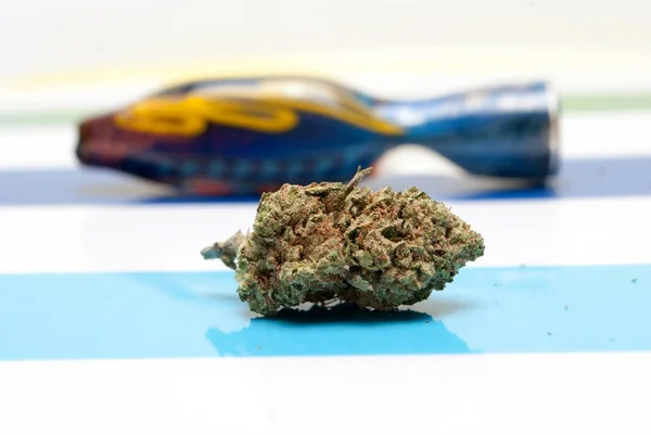 Marihuana Getrocknet Und Pfeife Geraucht Drogenabhängigkeit Medizinisches Marihuana Konzept — Stockfoto