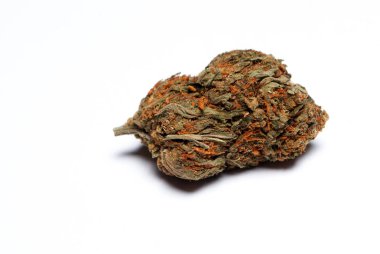 Kurutulmuş marihuananın yakından bak. Uyuşturucu bağımlılığı kavramı. Tıbbi marihuana kavramı 