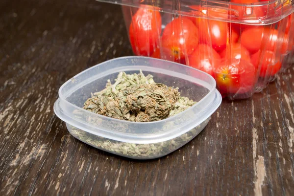Close View Dried Marijuana Tomatoes Drug Addiction Concept Medical Marijuana — Stock Photo, Image