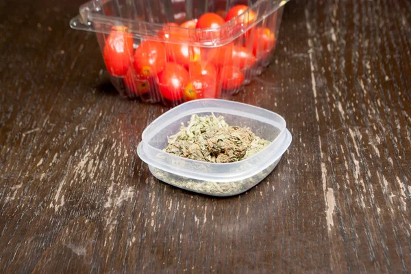 Close View Dried Marijuana Tomatoes Drug Addiction Concept Medical Marijuana — Stock Photo, Image